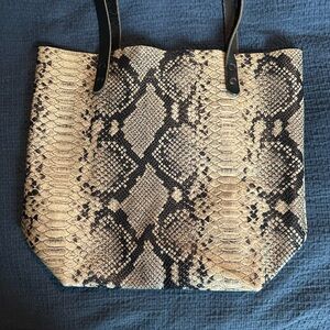 Leather snake print tote, Texas designed & made